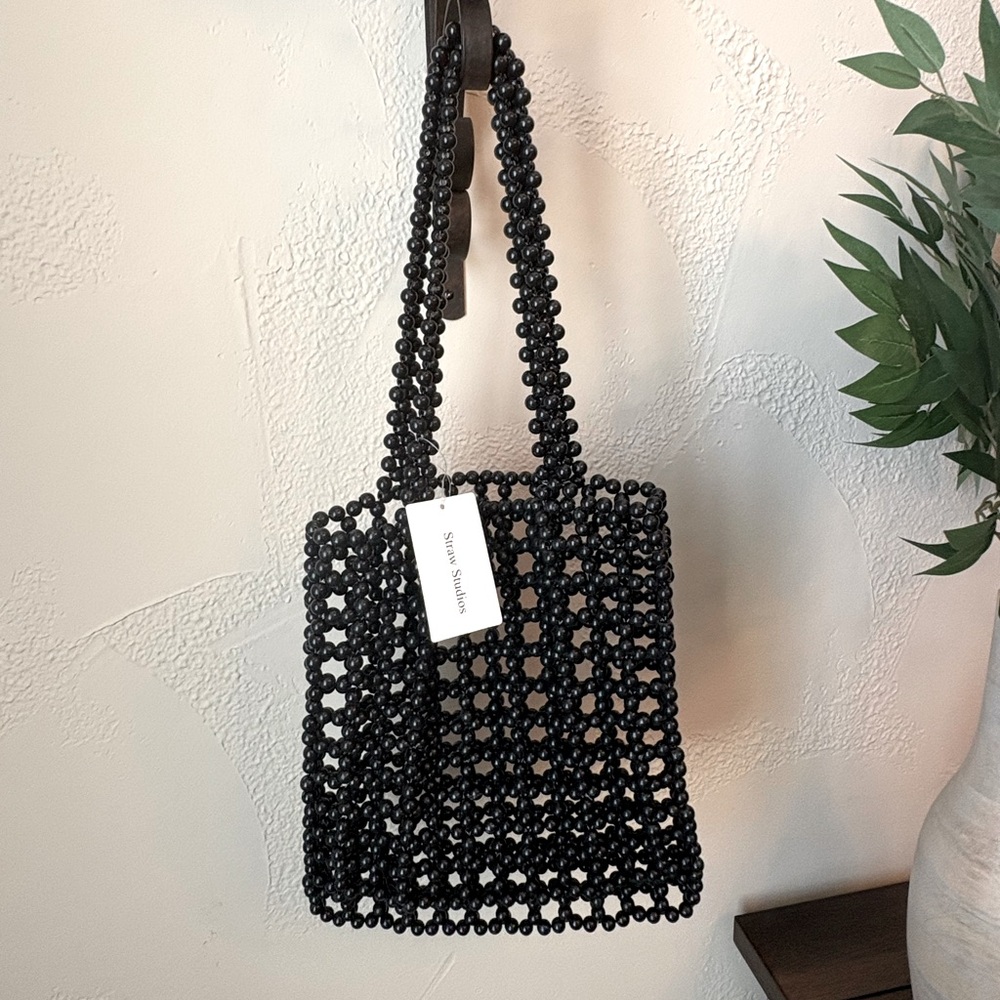 Black Beaded Handmade Tote Bag